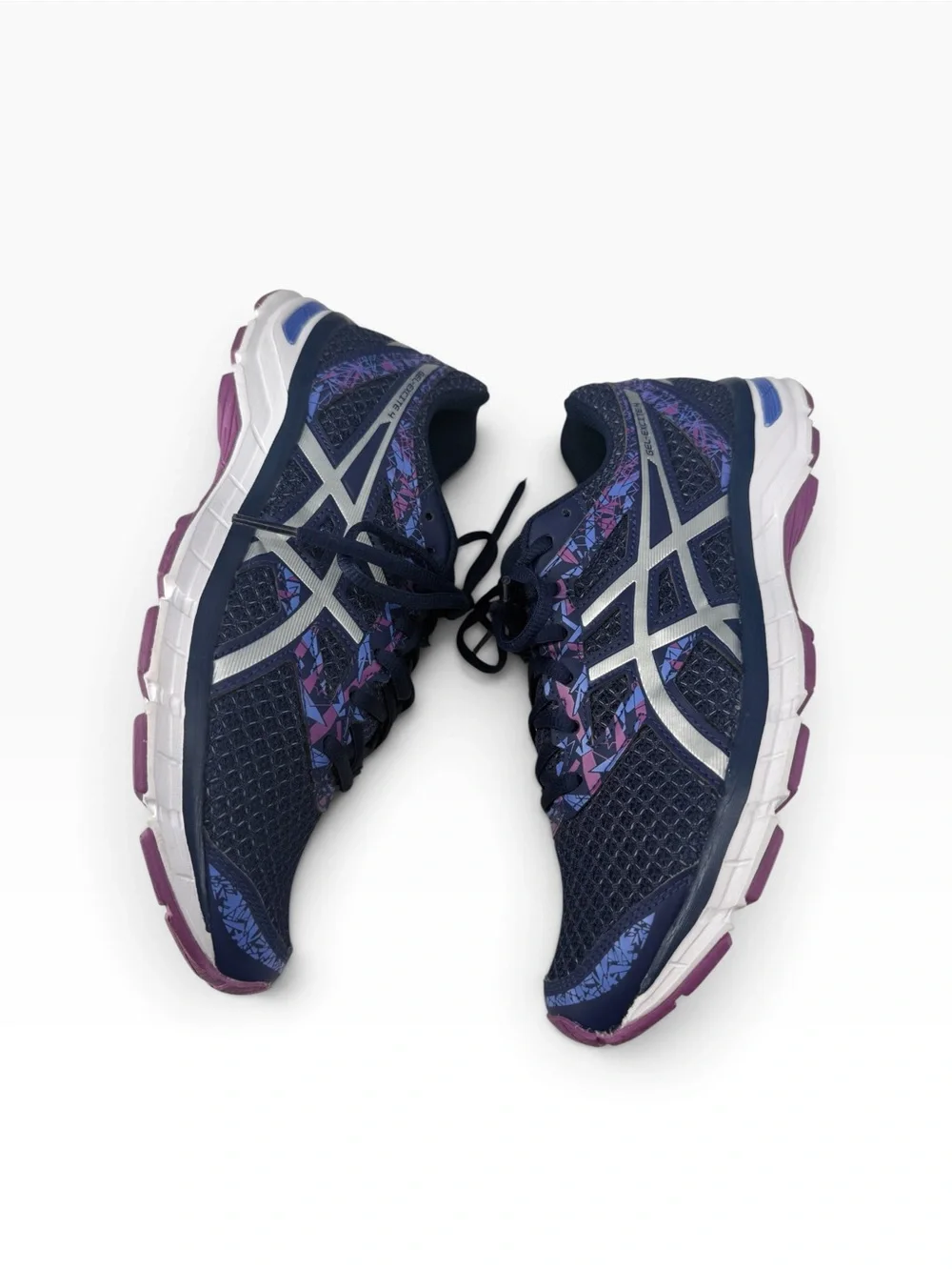 ASICS Gel Excite 4 Gel Cushion Running Shoes size 10, Navy Blue Purple Colorway